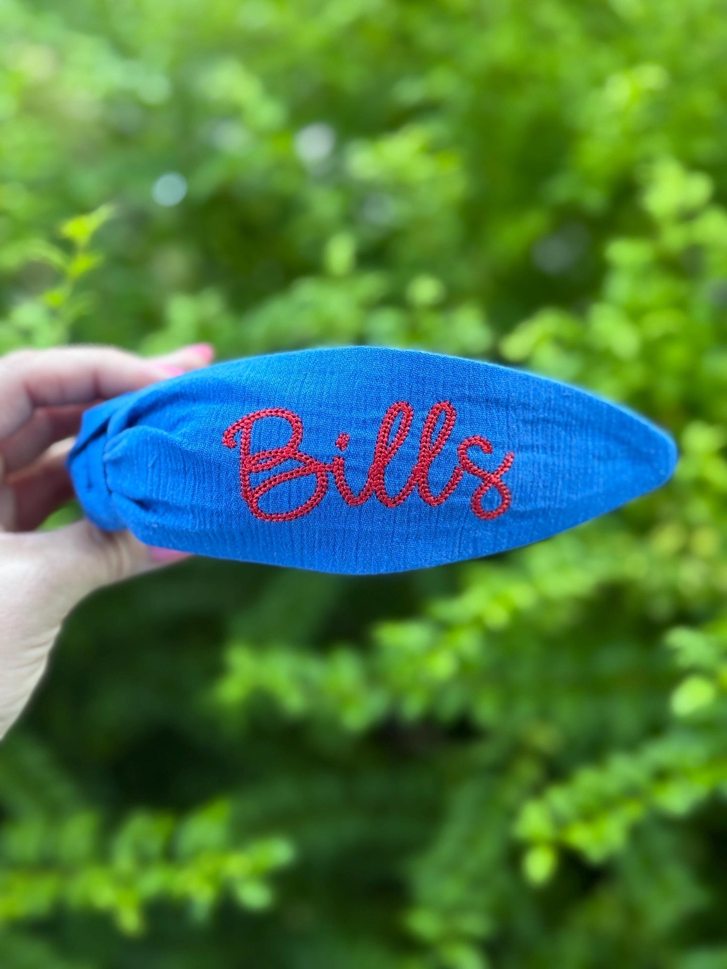 Buffalo Bills Football Embroidered Topkknot Headband