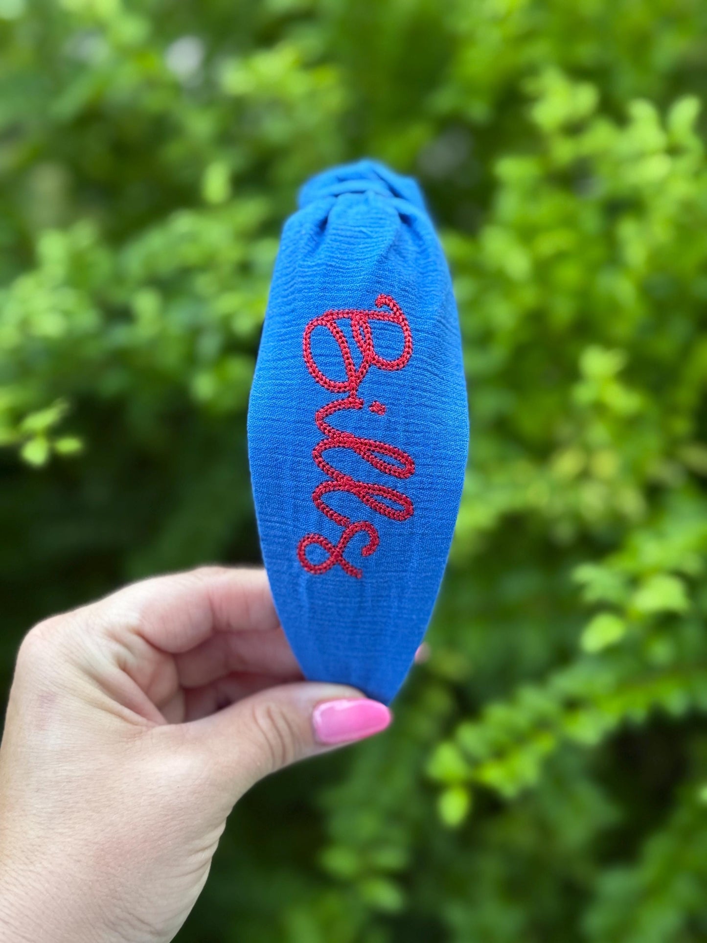 Buffalo Bills Football Embroidered Topkknot Headband