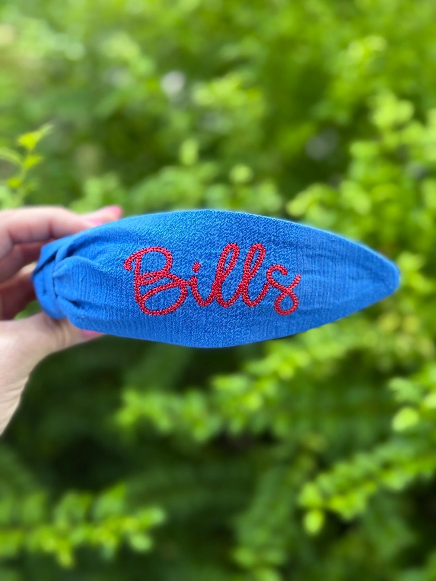 Buffalo Bills Football Embroidered Topkknot Headband