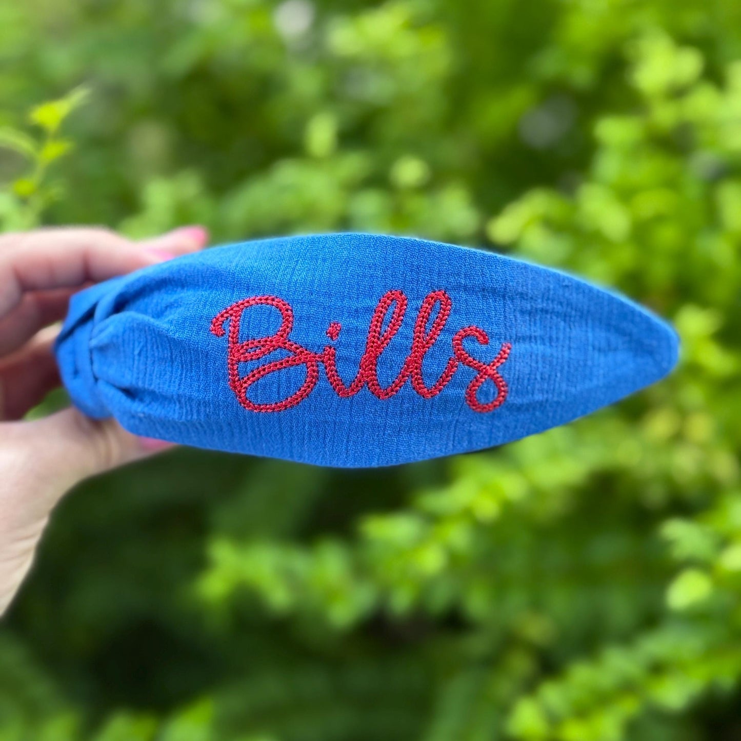 Buffalo Bills Football Embroidered Topkknot Headband
