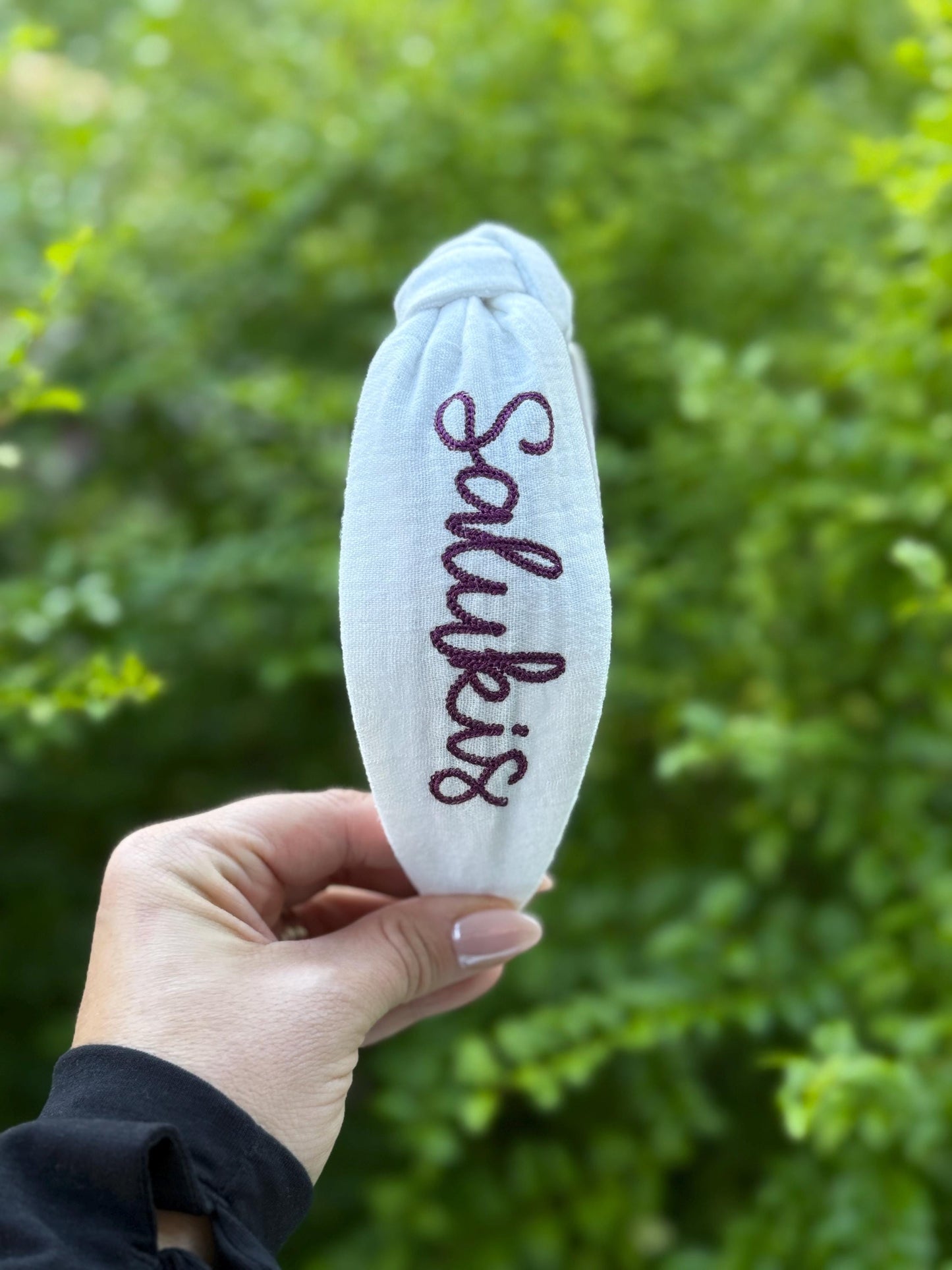 Southern Illinois Salukis Embroidered Topkknot Headband for Women and Girls (Age 5+) | Maroon & White Headband | Salukis Accessories