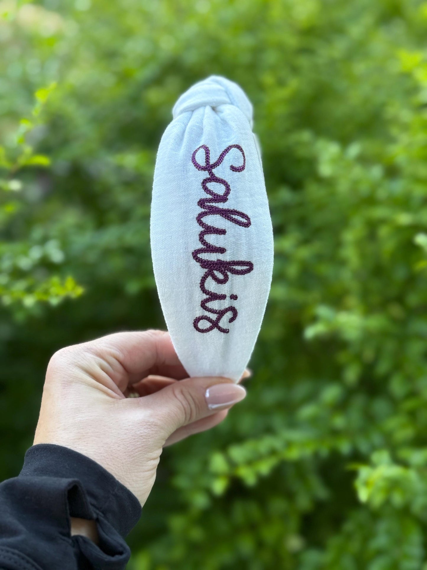 Southern Illinois Salukis Embroidered Topkknot Headband for Women and Girls (Age 5+) | Maroon & White Headband | Salukis Accessories