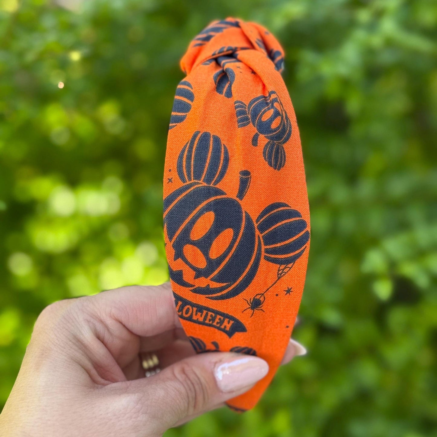 Mouse Halloween Headband, Topknot Headband, Pumpkins and Ghosts, Comfortable Topknot Headband, Women & Girls (age 5+)