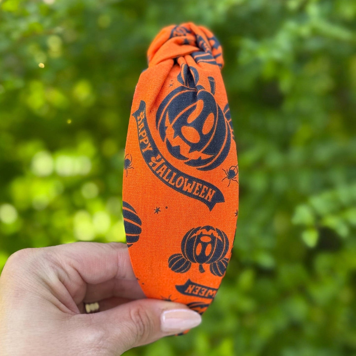 Mouse Halloween Headband, Topknot Headband, Pumpkins and Ghosts, Comfortable Topknot Headband, Women & Girls (age 5+)