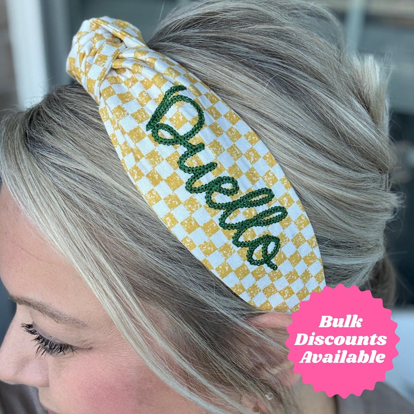 Custom Embroidered Topknot Headband