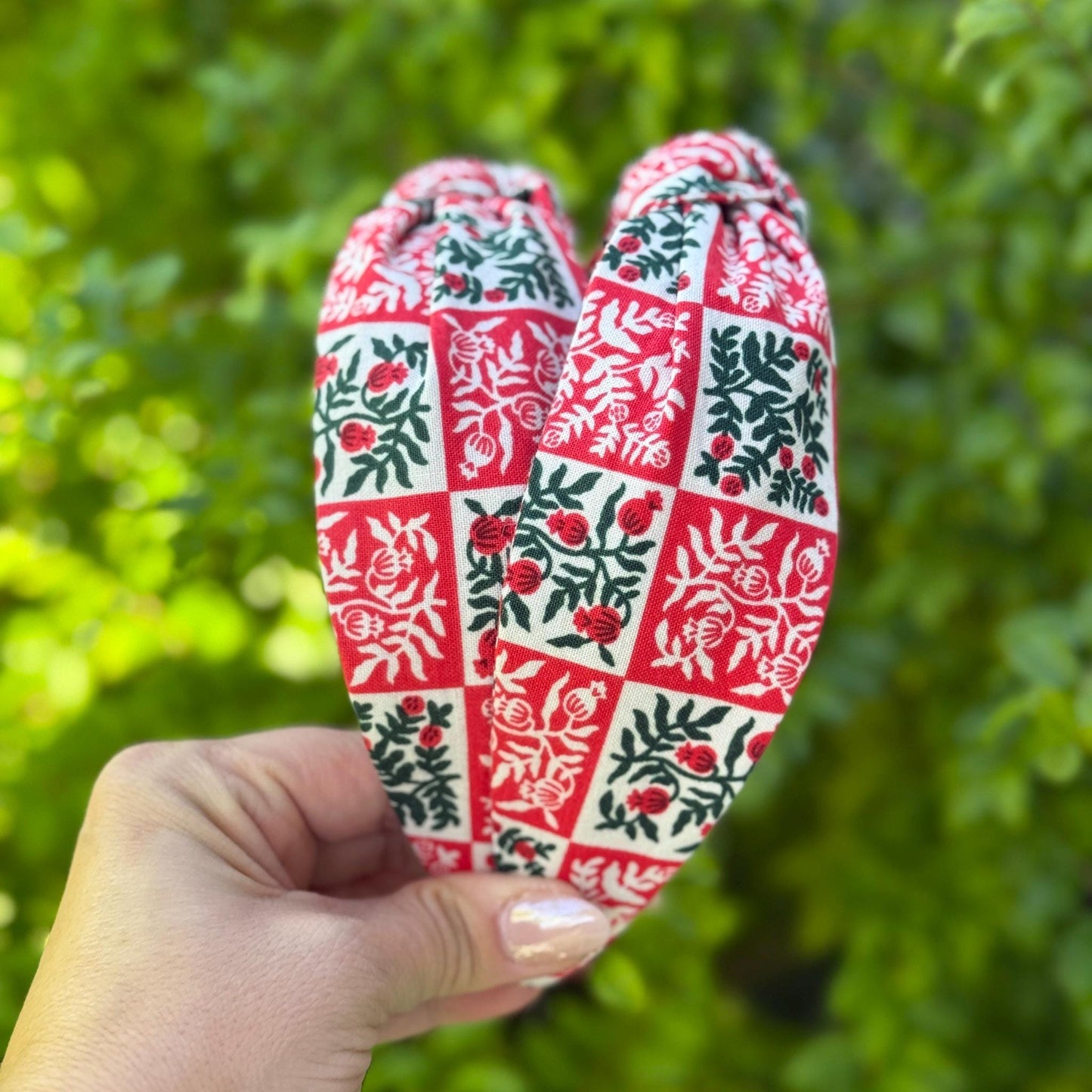 Green & Red Yuletide Christmas Headbands | Made with Rifle Paper Company Fabric