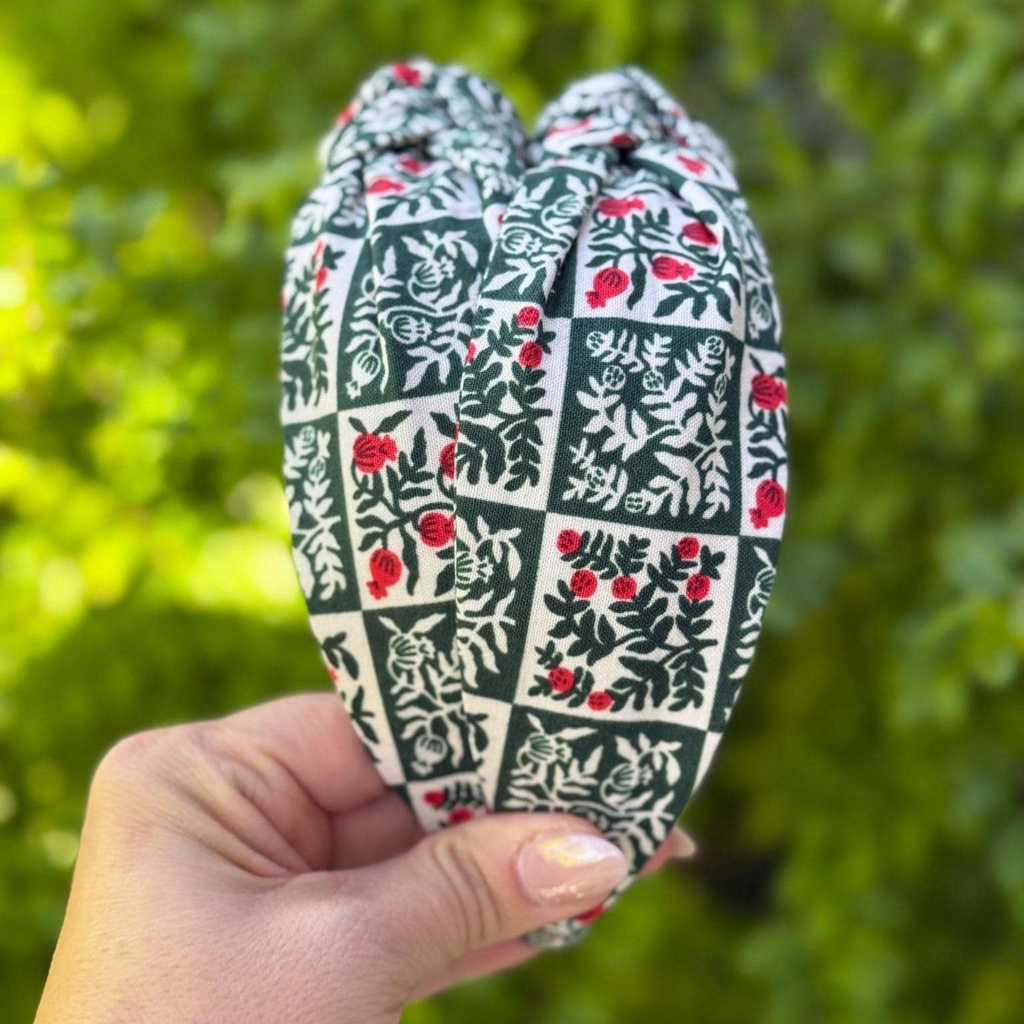 Green & Red Yuletide Christmas Headbands | Made with Rifle Paper Company Fabric