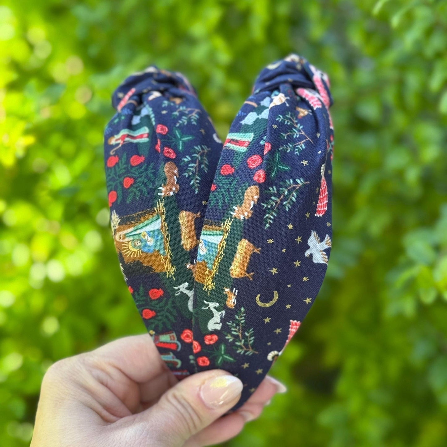 Navy & Gold Nativity Topknot Headband | Made with Rifle Paper Company Fabric