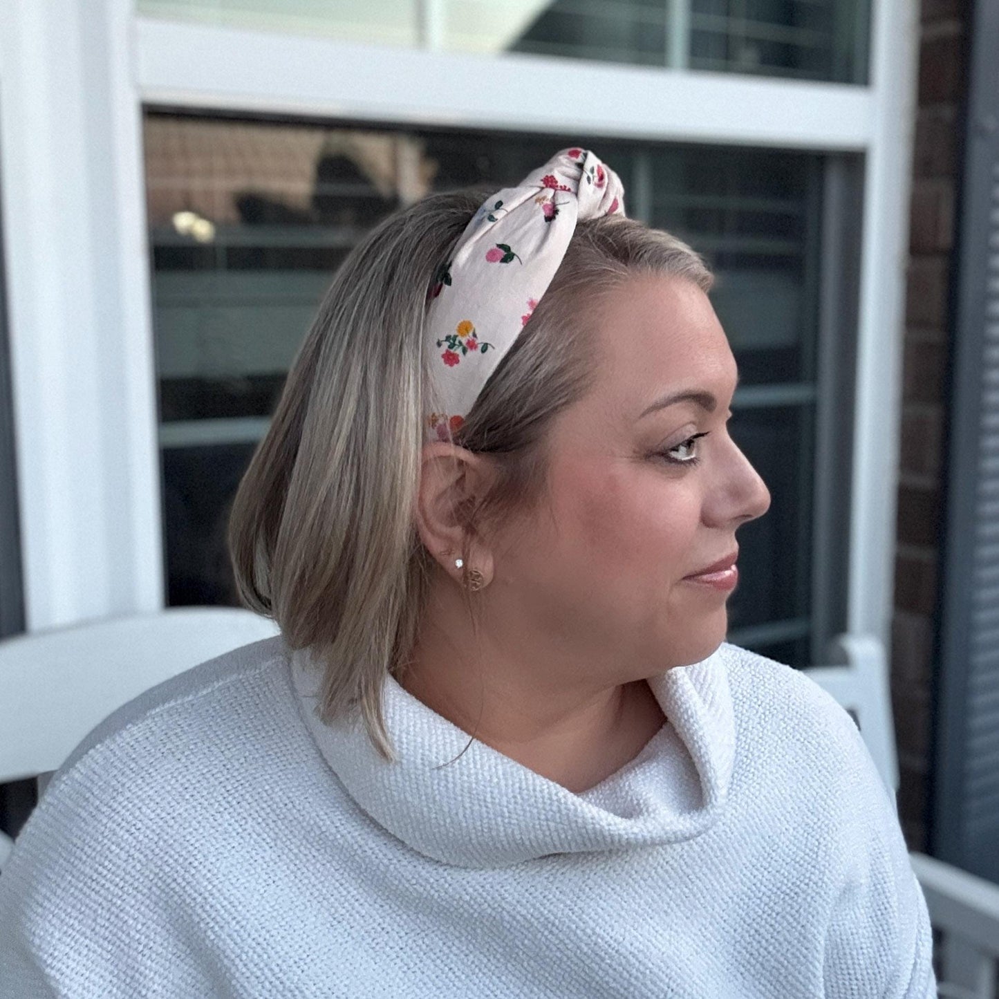 Dahlia Micro Floral Print Headband with Rifle Paper Co. fabric
