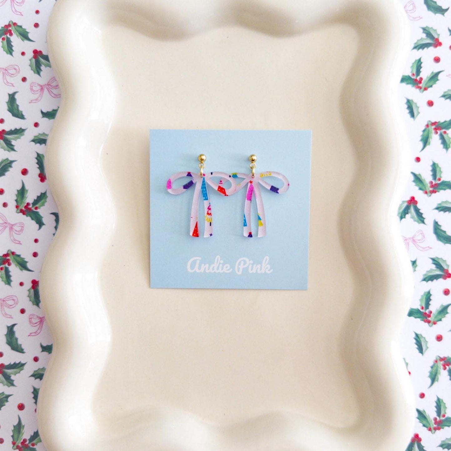 Christmas Bow Earrings | Multiple Colors to Choose From | Hypoallergenic & Nickle Free