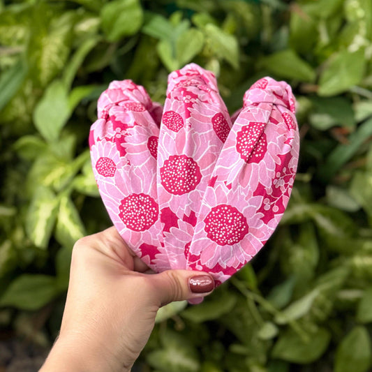 Pink Floral Topknot Headband