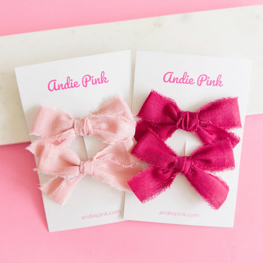 Solid Pink and Red Hair Bows