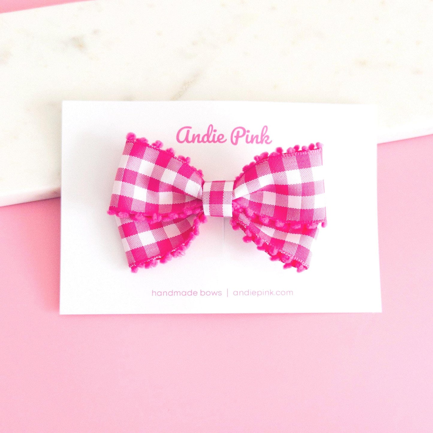 Hot Pink Gingham Bow | 4 inches