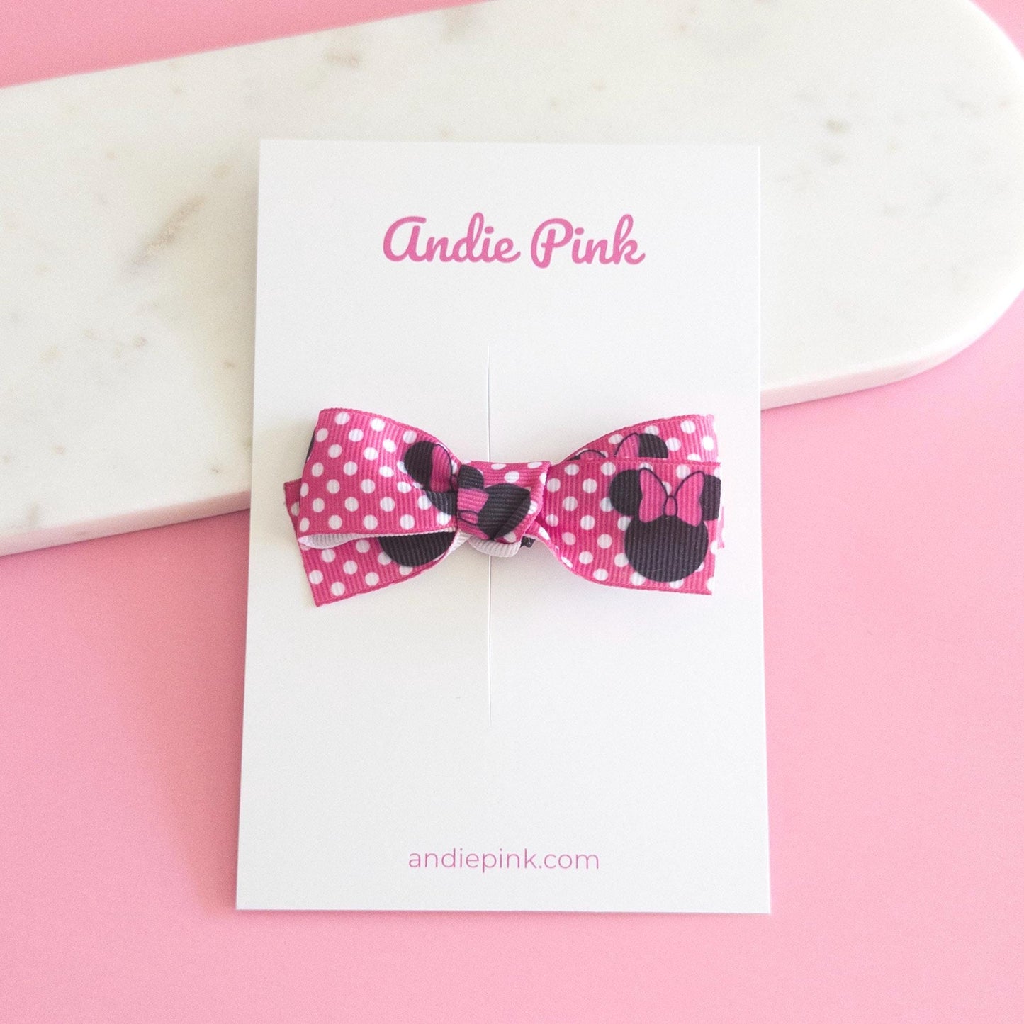 Pink and White Minnie-Inspired Hair Bows | 3 inches
