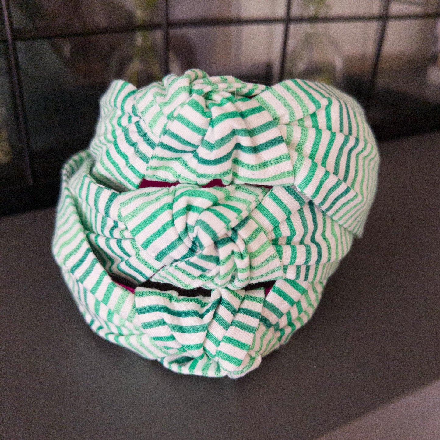 Green & White Stripe Headband