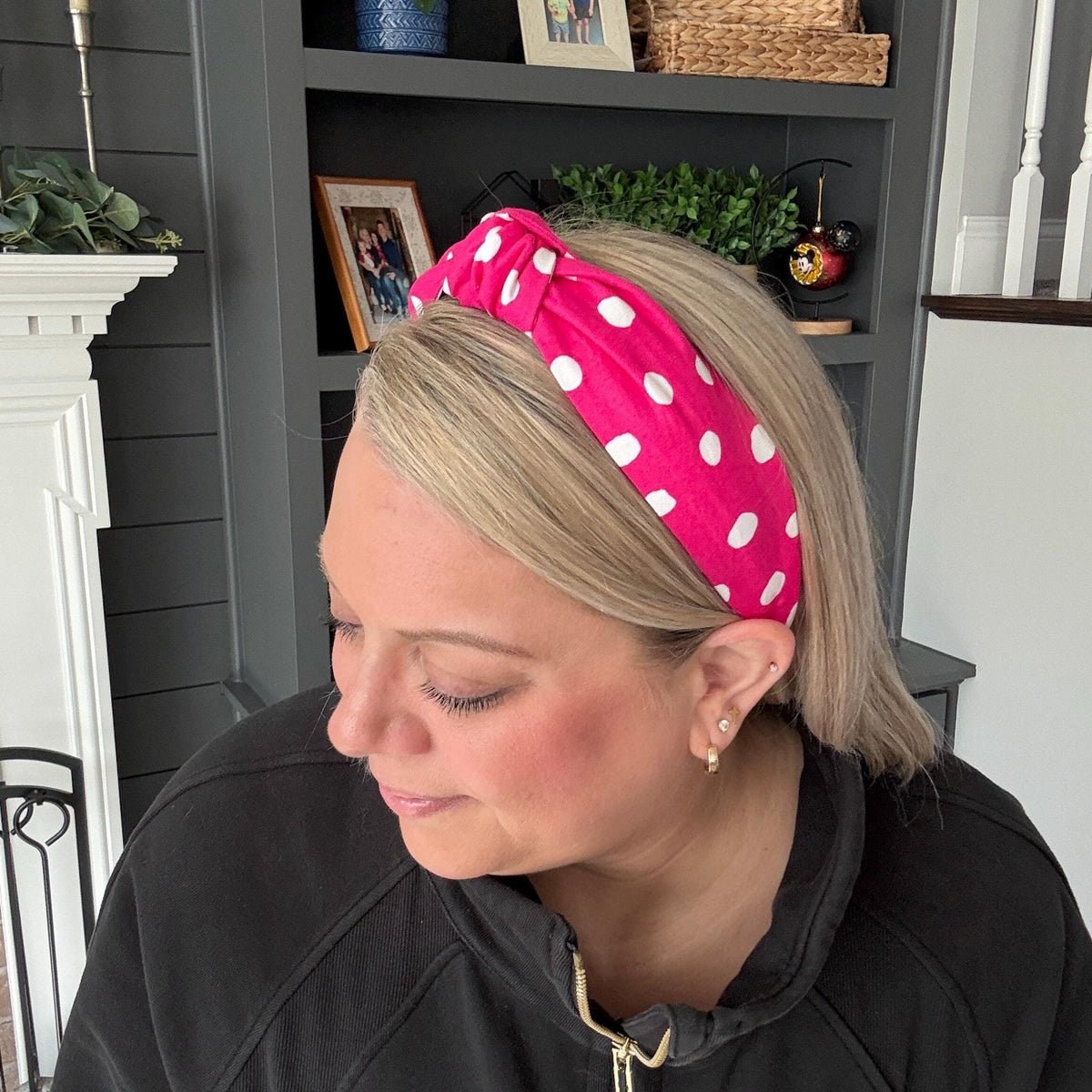 Hot Pink & White Polka Dot Headband