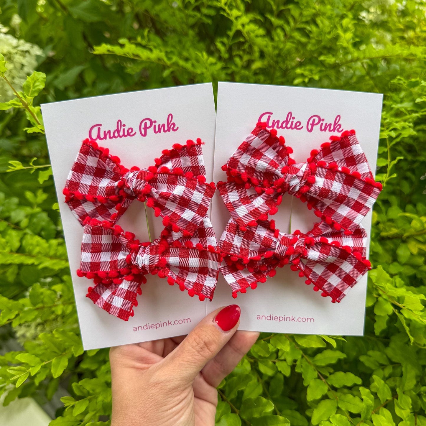 Red Gingham Hair Bow for Little Girls | 3 inches