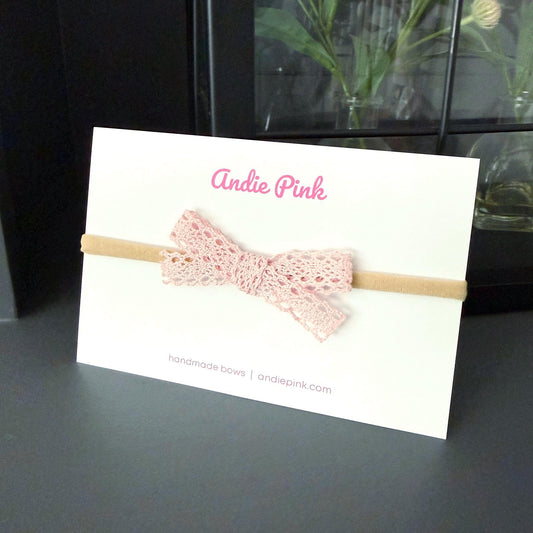 Light Pink Lace Bow | Baby & Infant | 3 inches