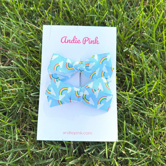 Rainbow Theme Hair Bows for Little Girls | 3 inches