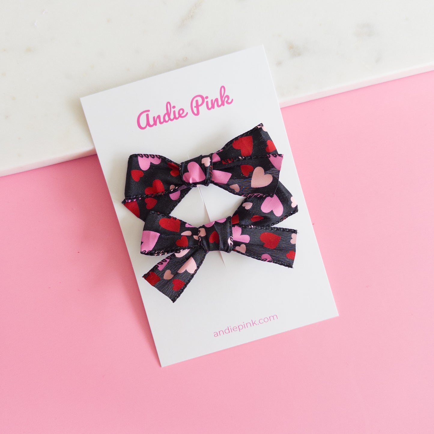 Red & Pink Hearts Piggy Bow Set