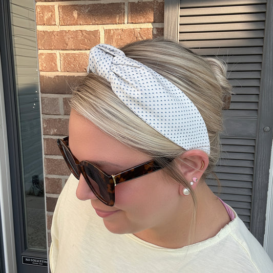 Petite White & Blue Headband