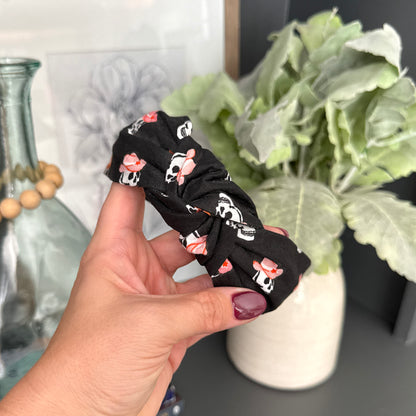 Black Halloween Headband with Skeletons