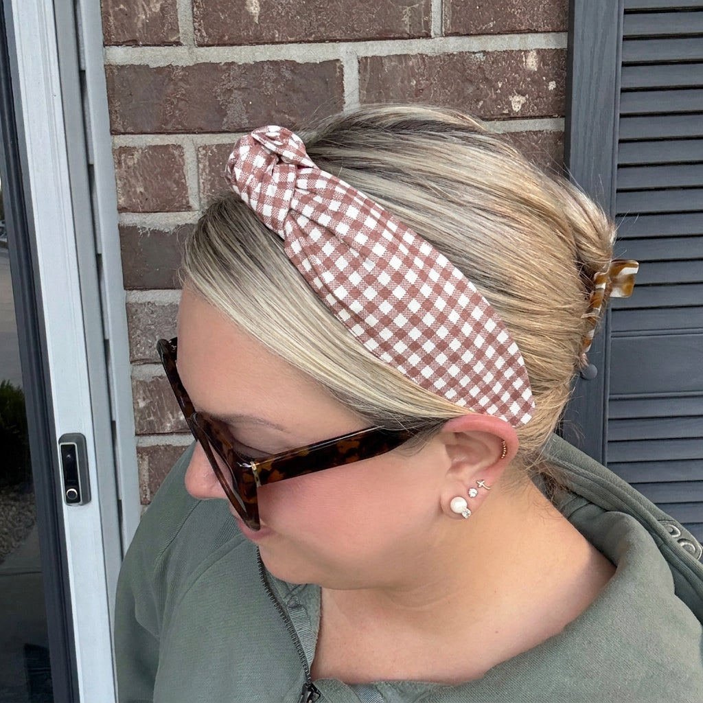 Mocha Gingham Headband
