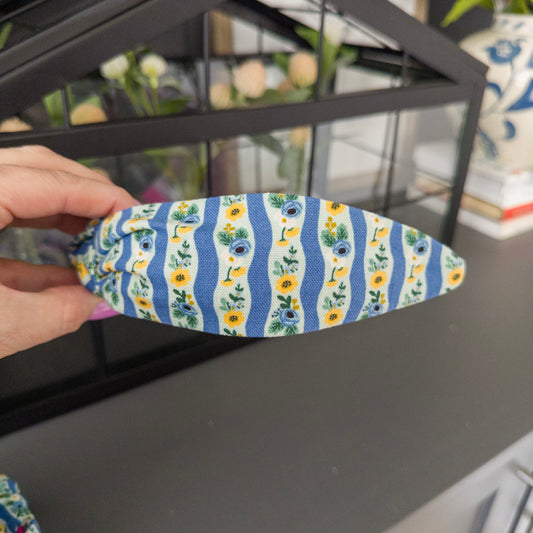 Blue Stripe & Yellow Floral Headband