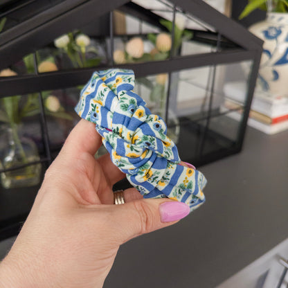 Blue Stripe & Yellow Floral Headband