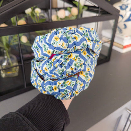 Blue Stripe & Yellow Floral Headband