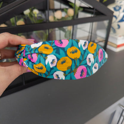 Teal and Orange Floral Headbands