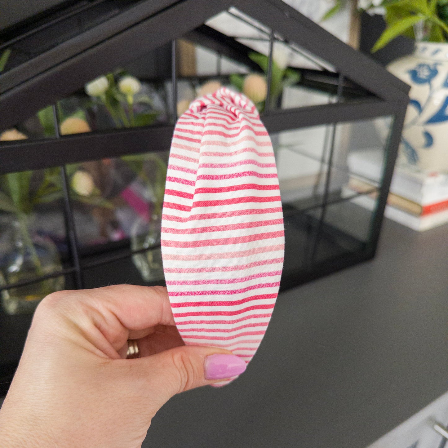 Pink and White Stripe Headband