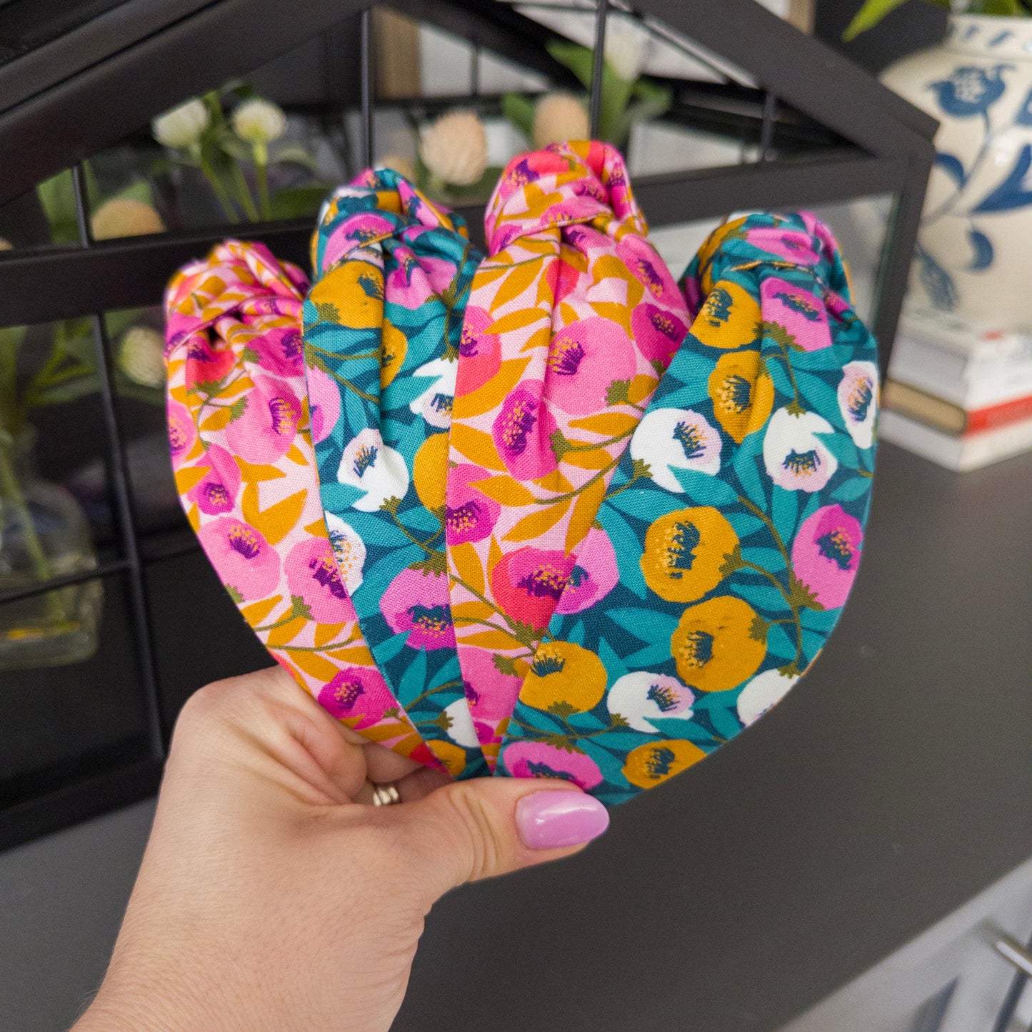 Teal and Orange Floral Headbands