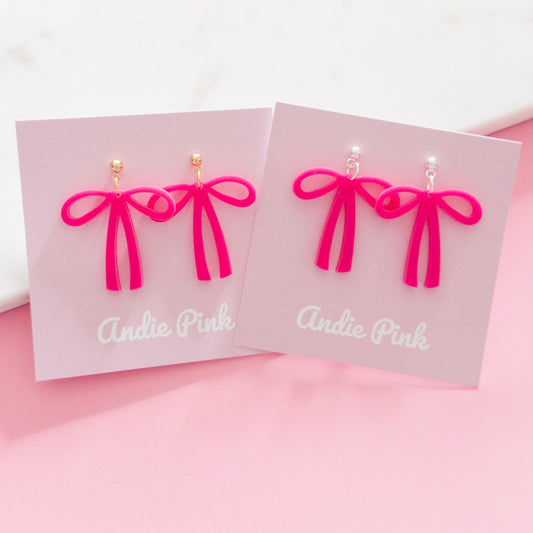 Hot Pink Olivia Bow Earrings