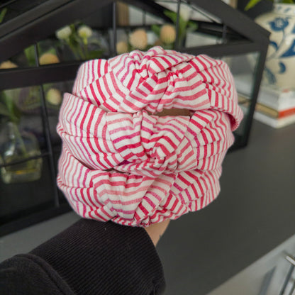 Pink and White Stripe Headband