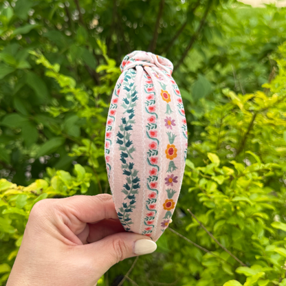 Light Pink Floral Stripe Headband