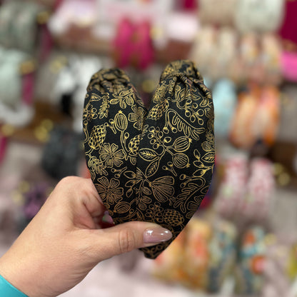 Black & Gold Floral Headband made with Rifle Paper Co. fabric