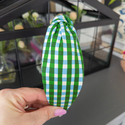 Green & Blue Buffalo Check Headband