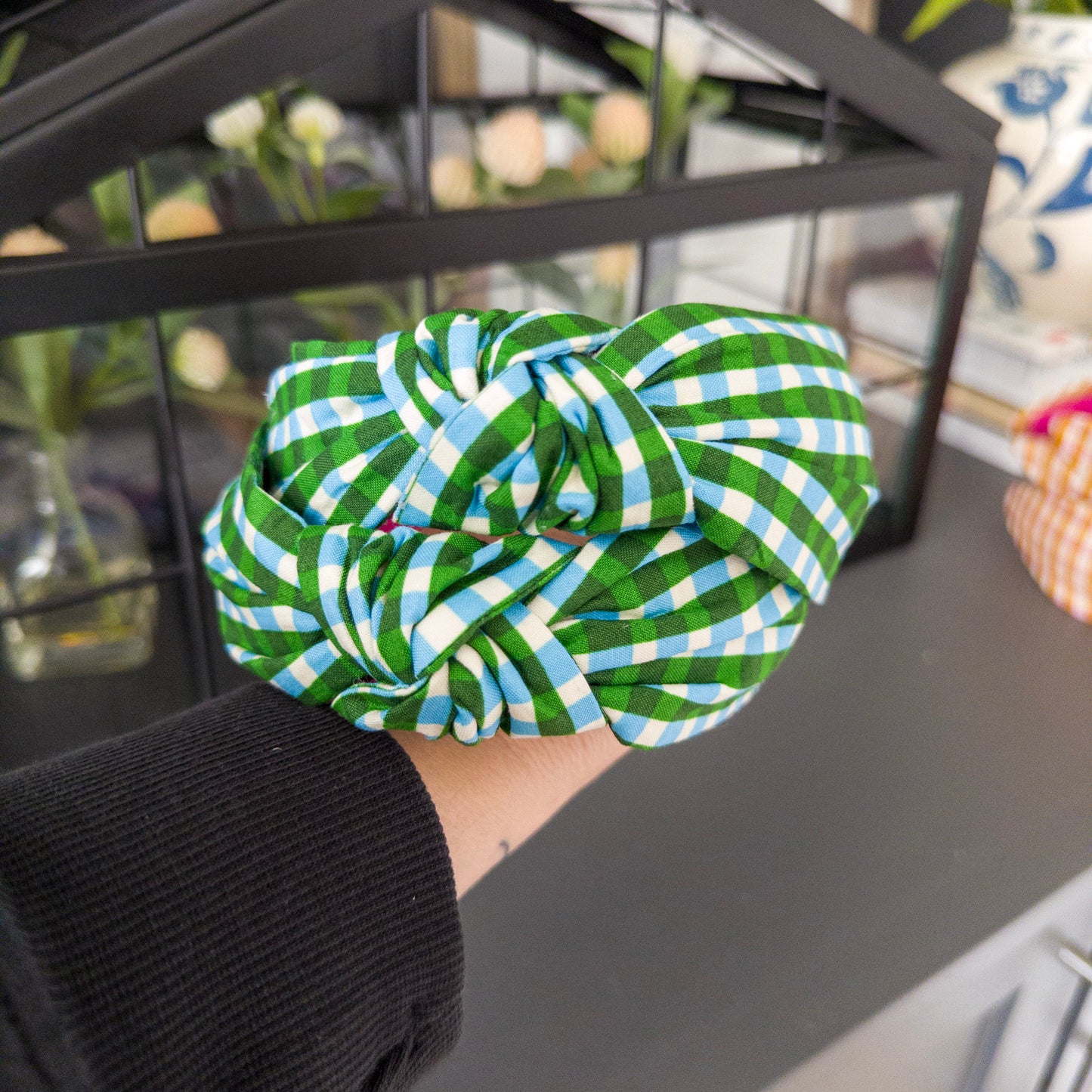 Green & Blue Buffalo Check Headband