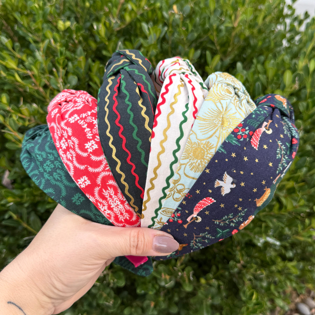 Evergreen Elegance Christmas Headband | Made with Rifle Paper Co. fabric