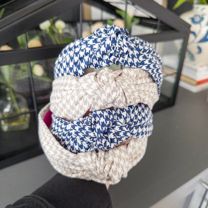 Houndstooth - Beige & Navy