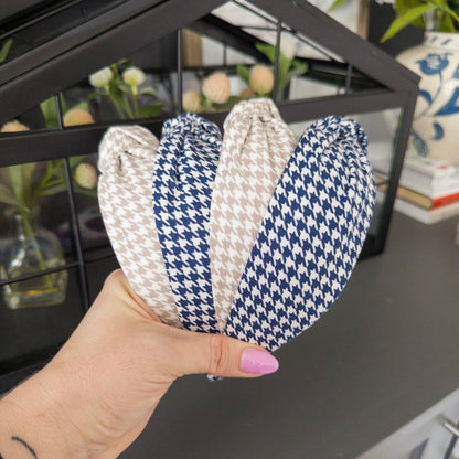 Houndstooth - Beige & Navy