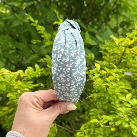 Sage & White Floral Headband