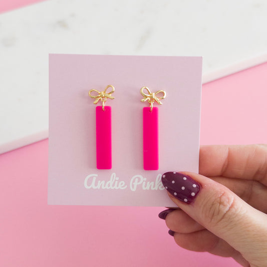 Hot Pink Column Earrings