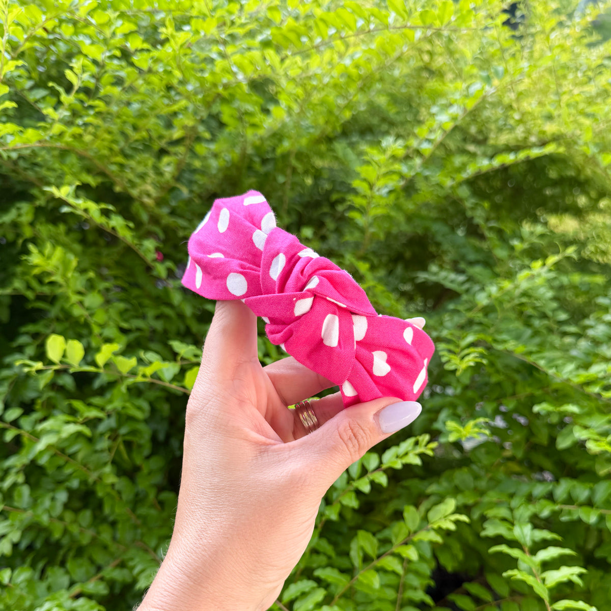 Hot Pink & White Polka Dot Headband