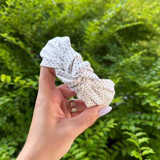 Petite White & Blue Headband