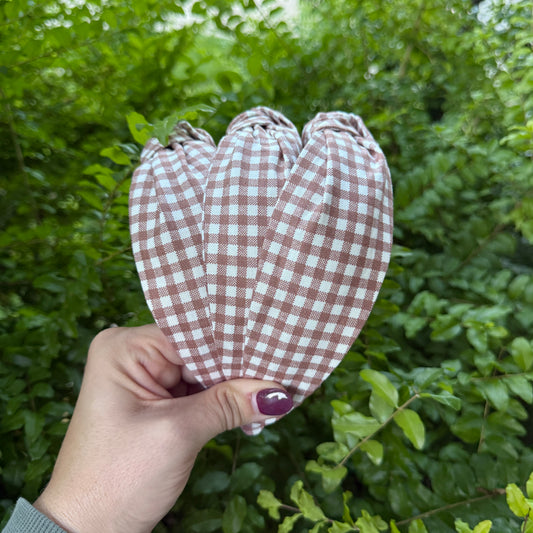 Mocha Gingham Headband