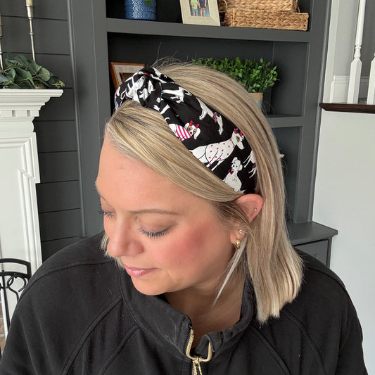 Black Headband with Colorful Dogs