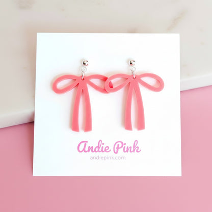 Coral Bow Earrings