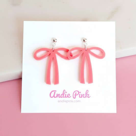 Coral Bow Earrings